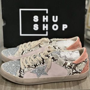 NIB Shu Shop size 11 shoes pink/snake/glitter
